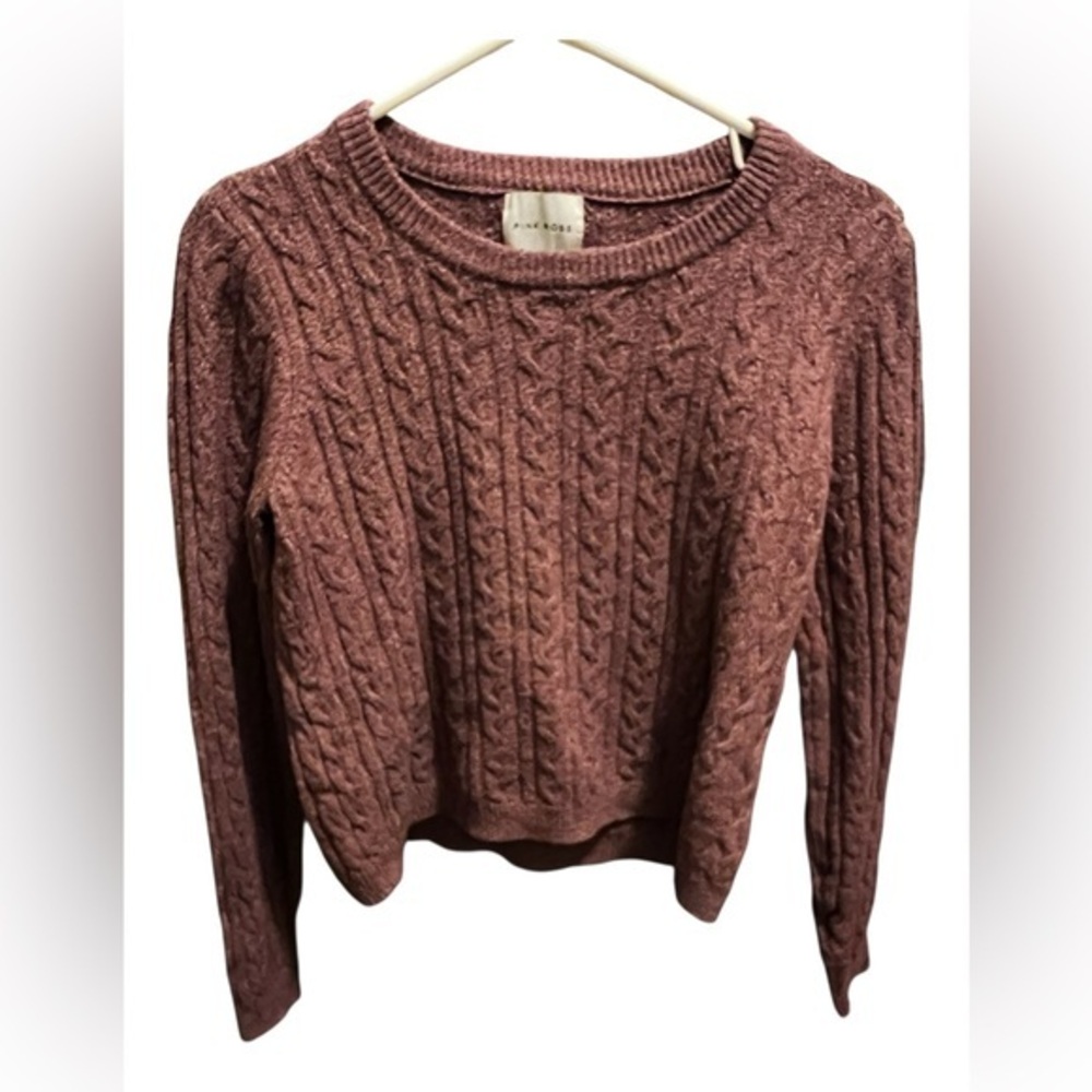 Pink Rose Cable Knit Sweater and sweat shorts in Mauve